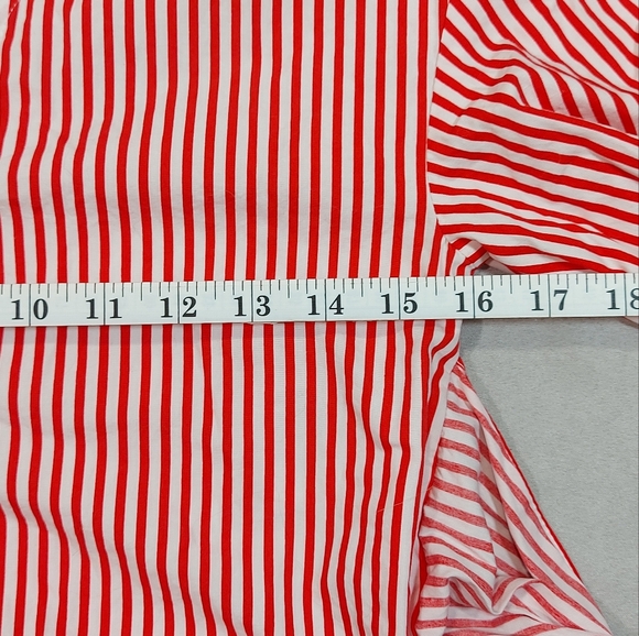H&M Candy Stripe Red  White Cotton Tie Up Long Sleeve Blouse Top, Medium - Picture 14 of 14